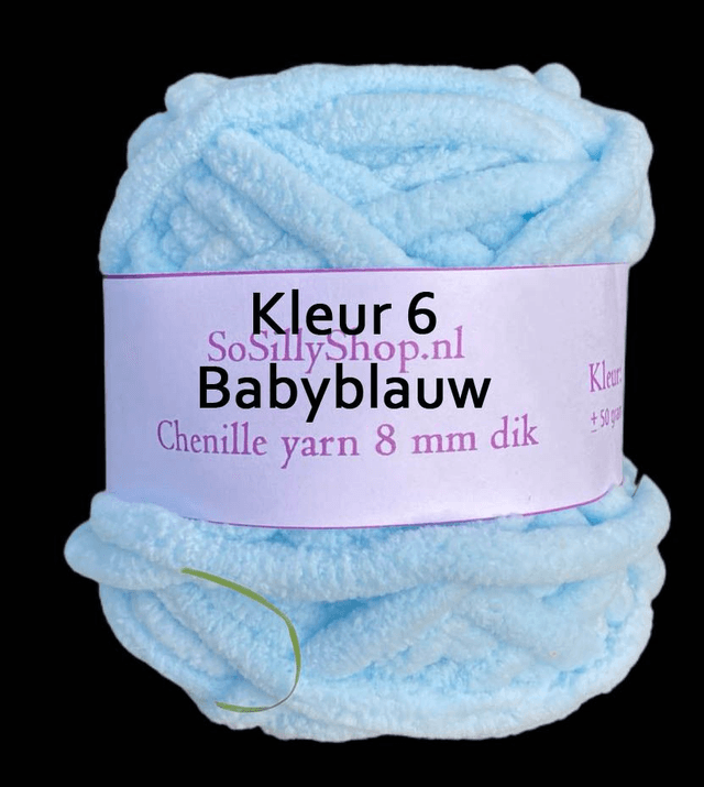 Chenille fluffy yarns 8 mm dik 45 grams